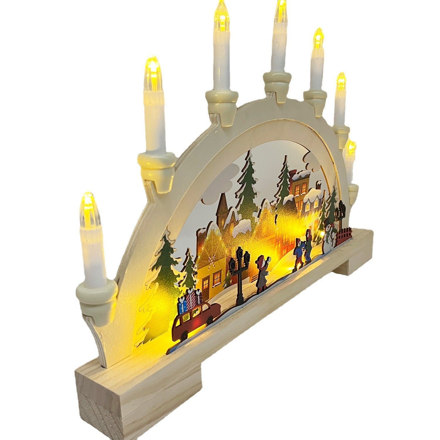 Décorations de Noël en bois avec lampe LED en forme de pont 5
