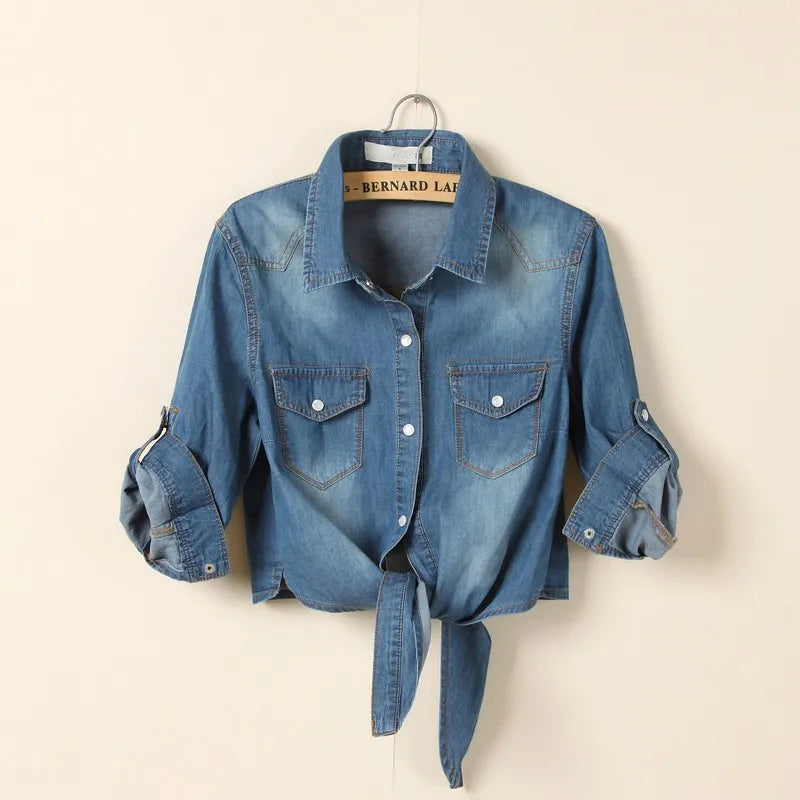 SAPPHIRE | Casual Cropped Denim Top