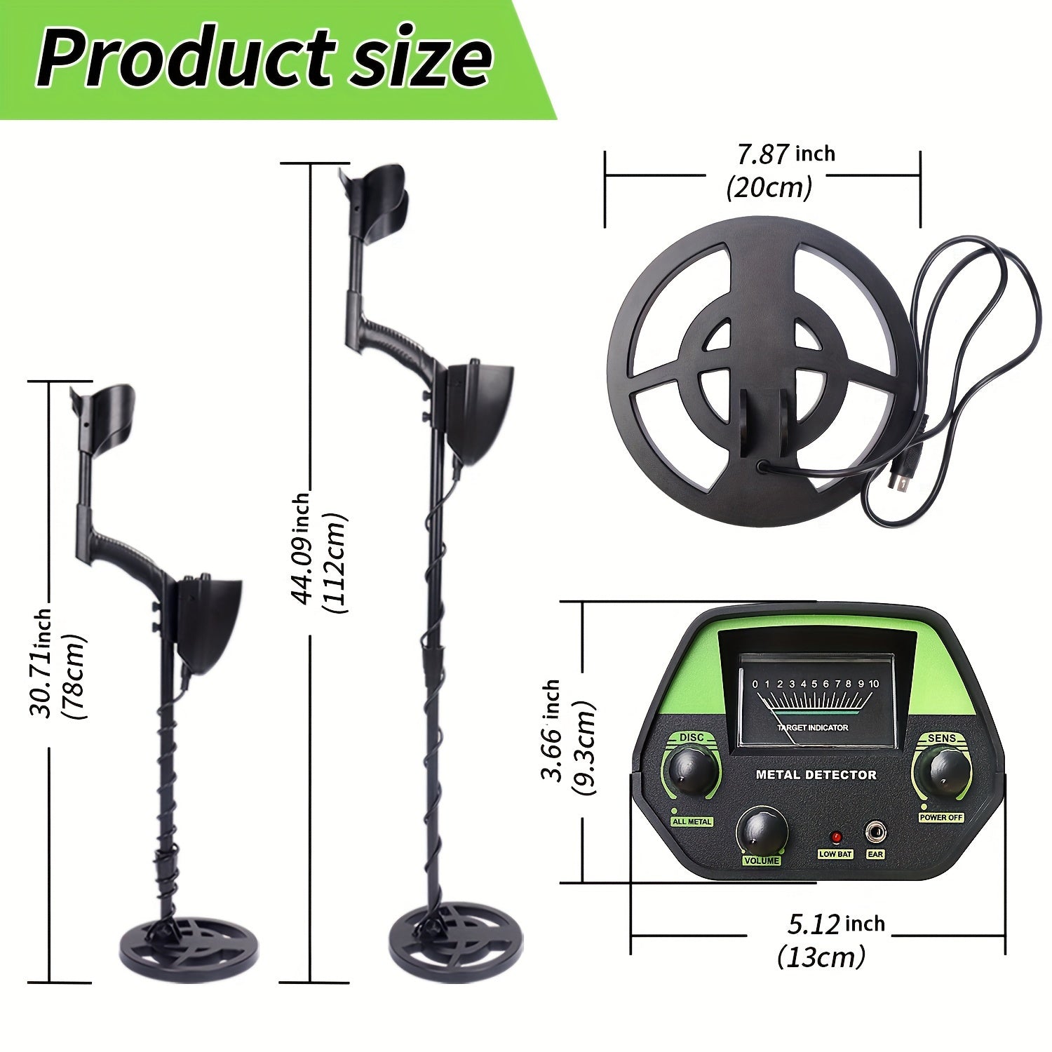 Détecteur de métaux compacts avec une bobine de 20 cm pour une chasse au trésor exacte à l'extérieur, une détection par utilisateur et polyvalent 3