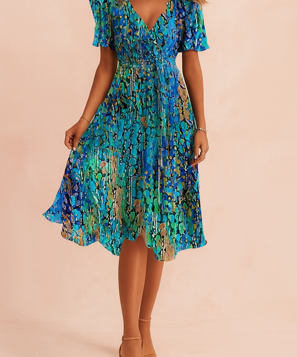 Elegant Blue Midi Dress for Women - Timeless Style for Any Occasion 0