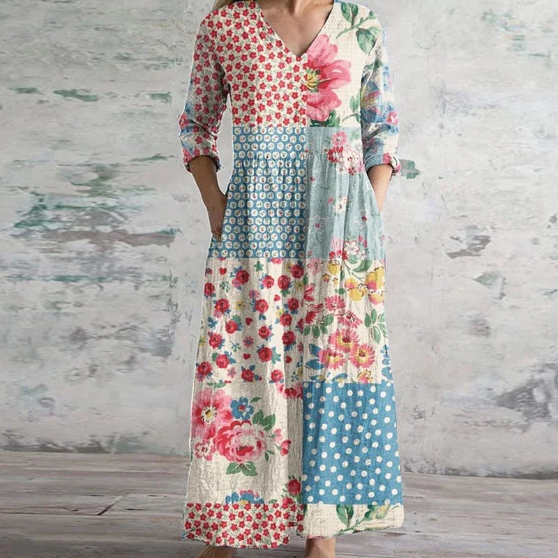Elegant Retro Maxi Dress for Women - Vintage-Inspired Summer Style 0