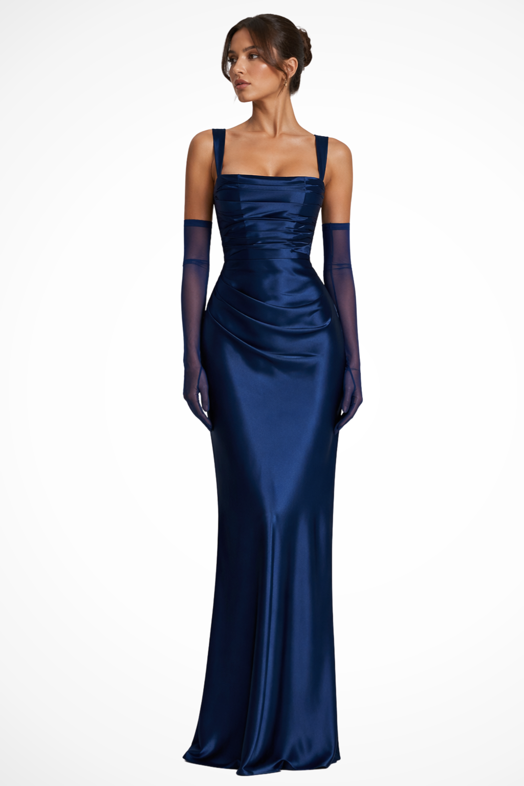Elegant Square Neck Ruched Maxi Dress for Women - Perfect for Formal Events 3