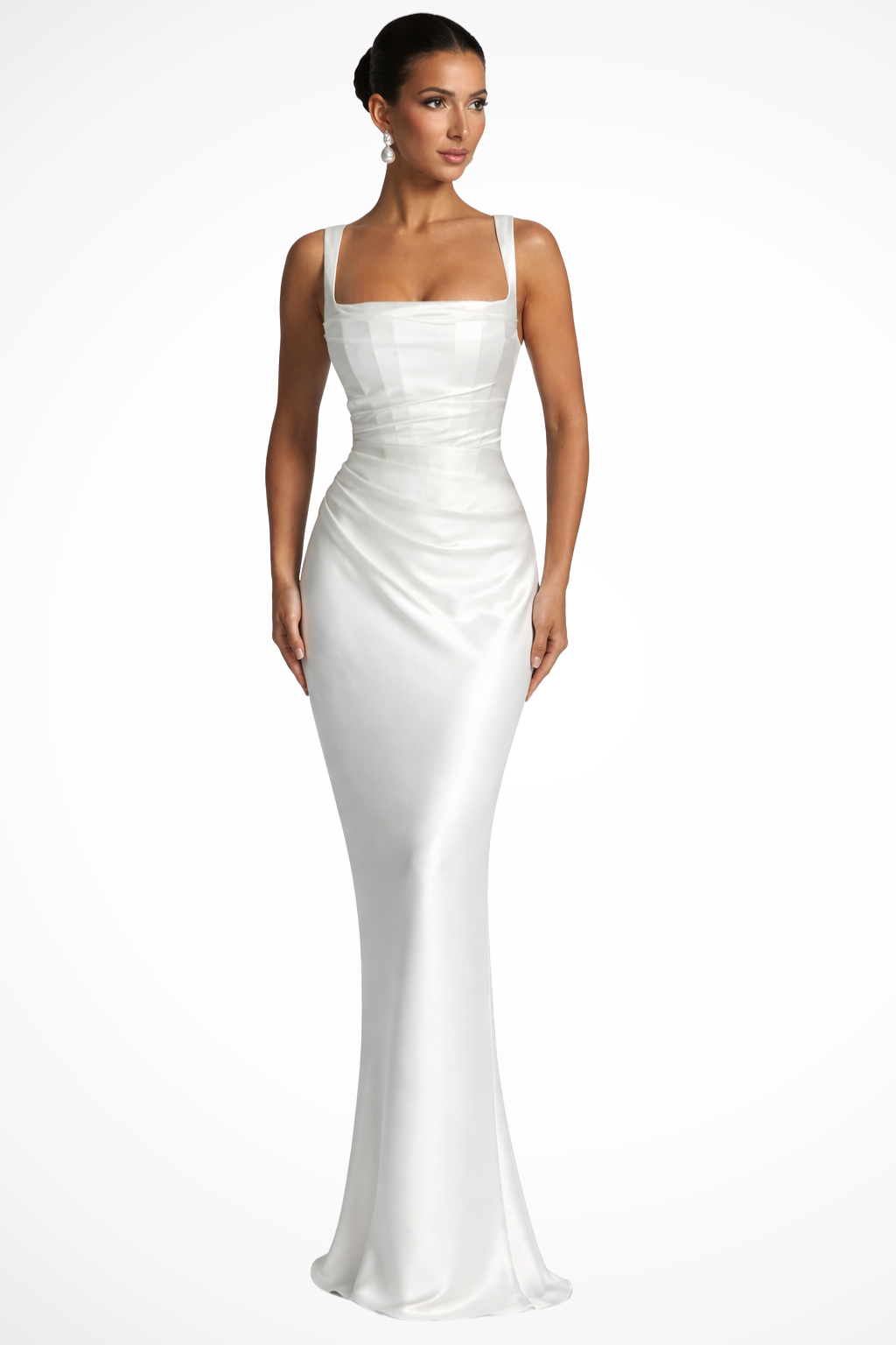 Elegant Square Neck Ruched Maxi Dress for Women - Perfect for Formal Events 4