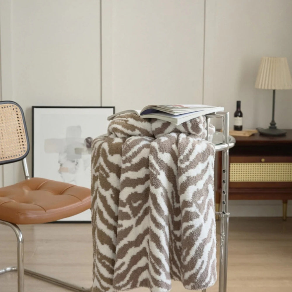 Élégante couverture en microfibre à motif zèbre 0