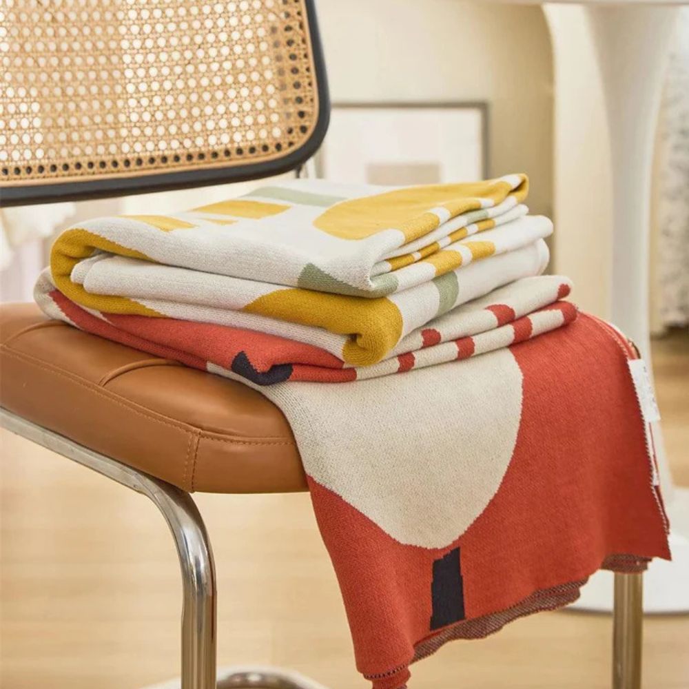 Élégante couverture tricotée pour femme avec motif tulipe en 100% coton 1