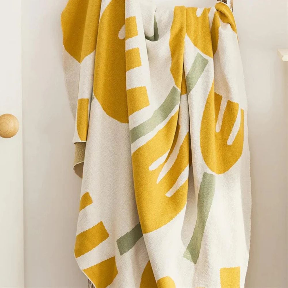 Élégante couverture tricotée pour femme avec motif tulipe en 100% coton 3