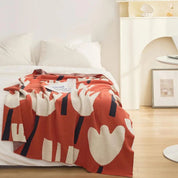 Élégante couverture tricotée pour femme avec motif tulipe en 100% coton 8