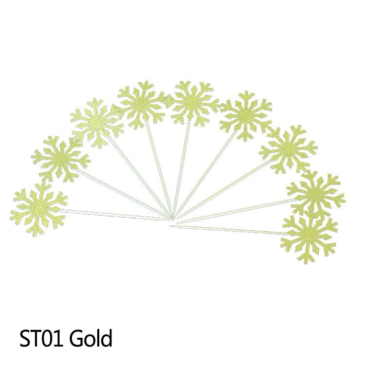 Ensemble de 20 décorations pour gâteau de fête du Nouvel An en forme de flocons de neige pailletés 10