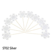 Ensemble de 20 décorations pour gâteau de fête du Nouvel An en forme de flocons de neige pailletés 11