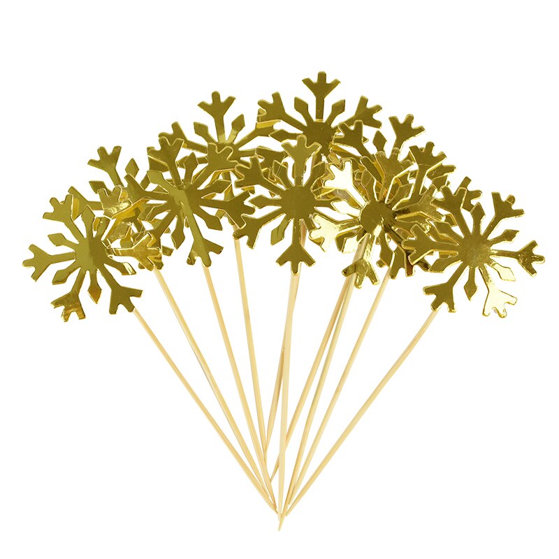 Ensemble de 20 décorations pour gâteau de fête du Nouvel An en forme de flocons de neige pailletés 2