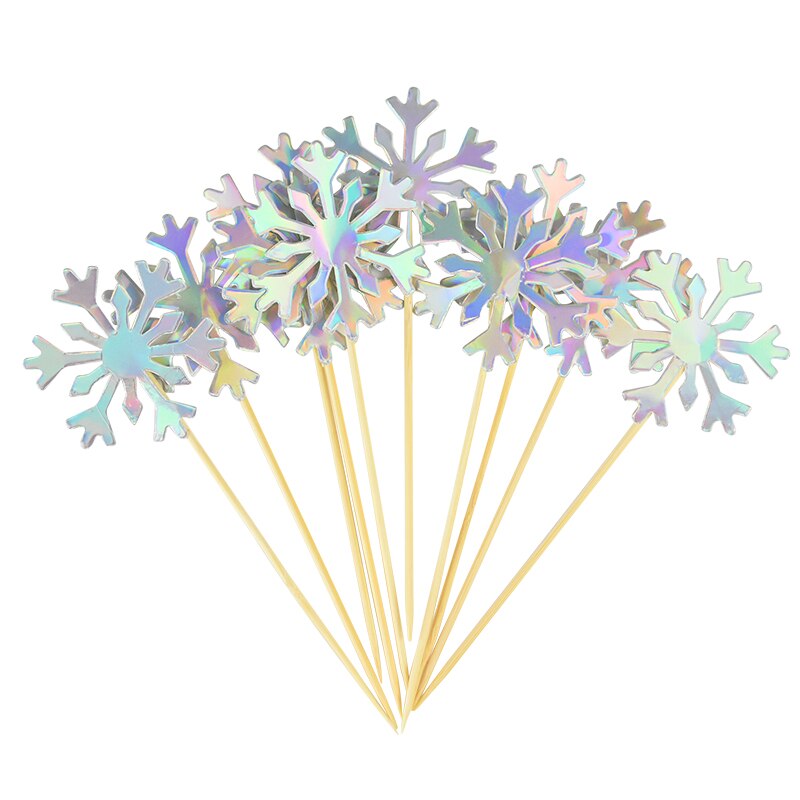 Ensemble de 20 décorations pour gâteau de fête du Nouvel An en forme de flocons de neige pailletés 3