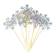 Ensemble de 20 décorations pour gâteau de fête du Nouvel An en forme de flocons de neige pailletés 4