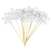 Ensemble de 20 décorations pour gâteau de fête du Nouvel An en forme de flocons de neige pailletés 6