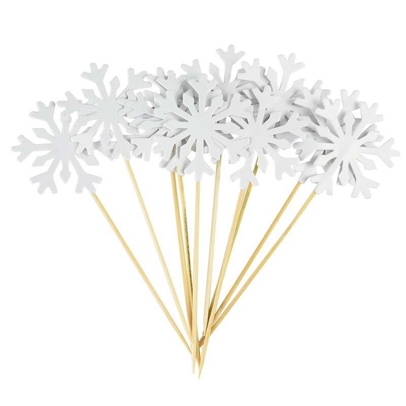 Ensemble de 20 décorations pour gâteau de fête du Nouvel An en forme de flocons de neige pailletés 6