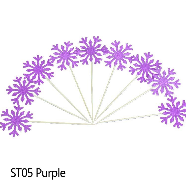 Ensemble de 20 décorations pour gâteau de fête du Nouvel An en forme de flocons de neige pailletés 8