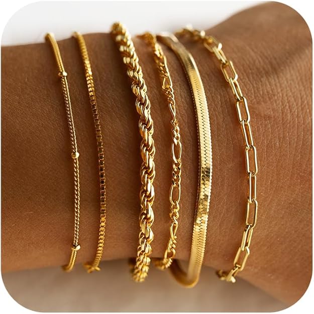 Ensemble de bracelets en or pour femme - Bijoux élégants pour le quotidien et les occasions spéciales 0
