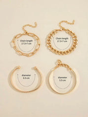 Ensemble de bracelets pour femme couleur or - Bijoux élégants pour toutes les occasions, longueur ajustable, design moderne 3