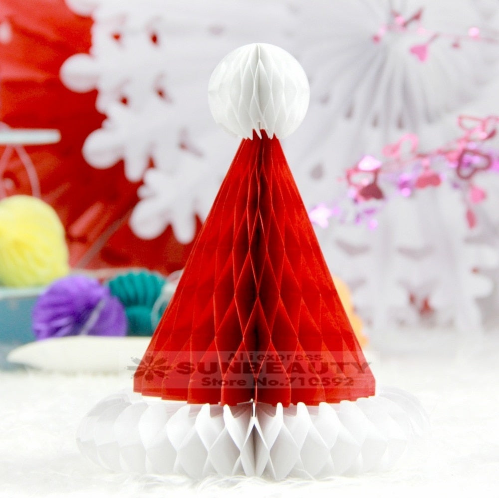 Ensemble de décorations de chapeaux de Noël en papier pliable 4