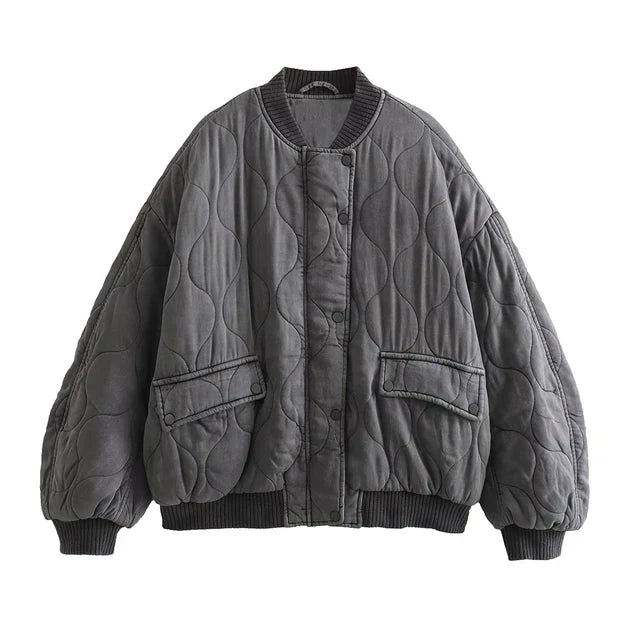 LIESEL | Loose grey bomber jacket for women