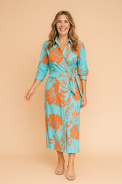 Femme Ensemble Élégant Deux Pièces Haut Cache-Cœur Jupe Ajustée 3