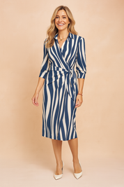 Femme Ensemble Élégant Deux Pièces Haut Cache-Cœur Jupe Ajustée 4