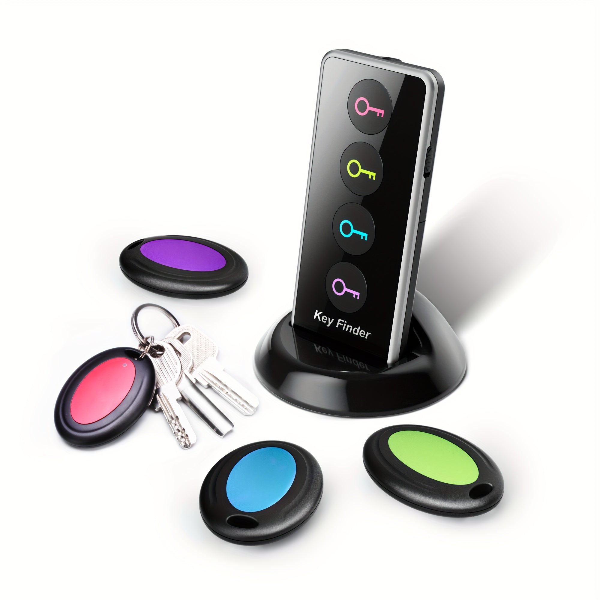 Finder de touche 4 en 1 avec flash LED et localisateur de touche compacte du destinataire à code couleur pour les touches, les télécommandes et plus 5