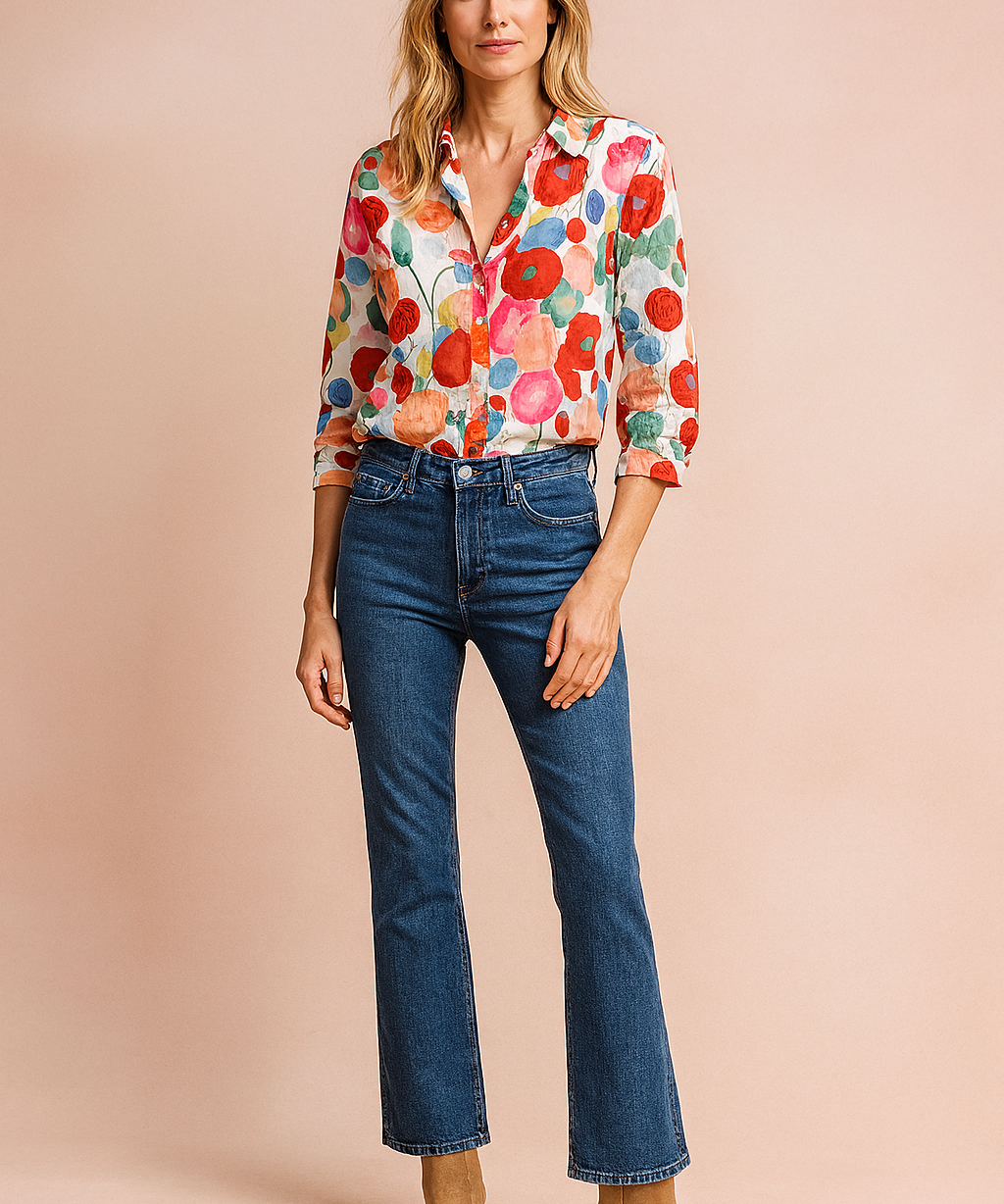 Floral Blouse for Women - Stylish Red Casual Top for Everyday Wear 0