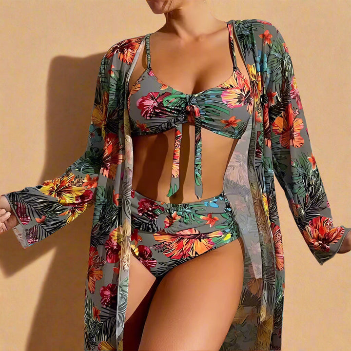 Floral High Waisted Bikini Set for Women - Vibrant Tropical High Cut Bikini Bottoms for Summer Beachwear 11