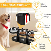 Gamelle surélevée pour chat avec 3 bols en acier inoxydable 2