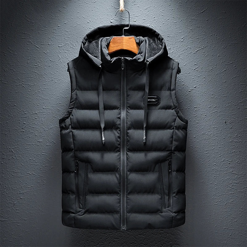 Gilet sans manches à capuche et fermeture éclair pour homme | Chaud 0
