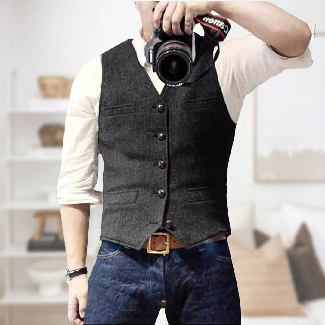 Gilet vintage sans manches pour homme | Patte de boutonnage 6