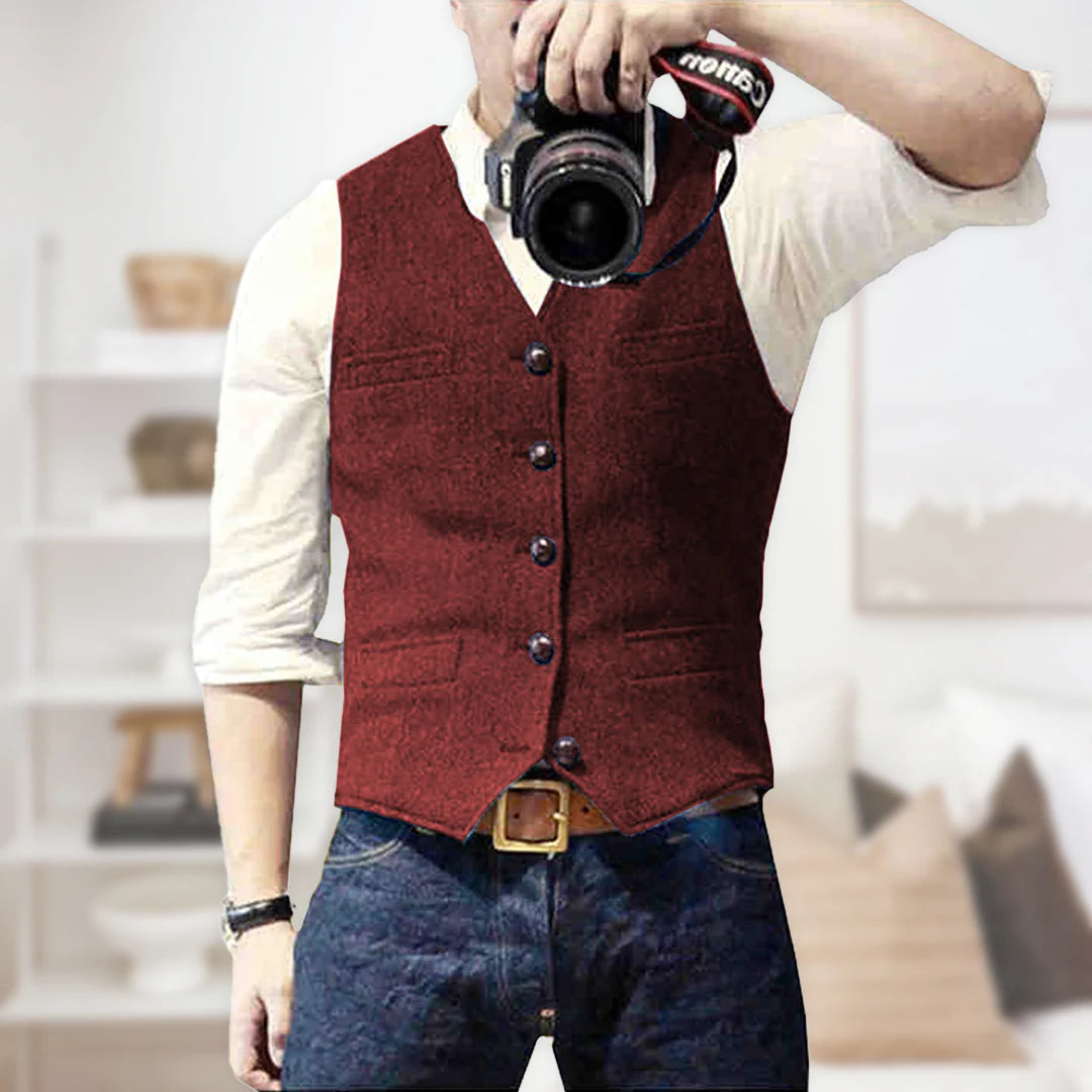 Gilet vintage sans manches pour homme | Patte de boutonnage 7