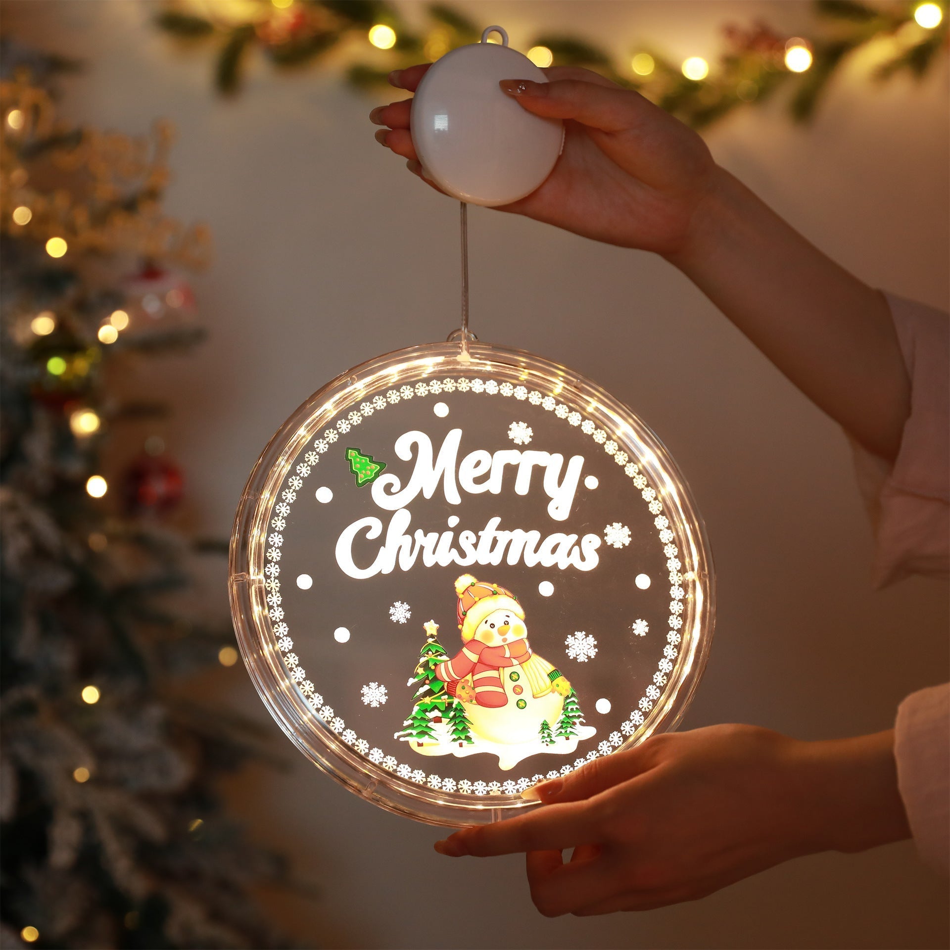 Guirlande lumineuse LED, lampe suspendue, cloche, flocon de neige, orignal, guirlande décorative 1