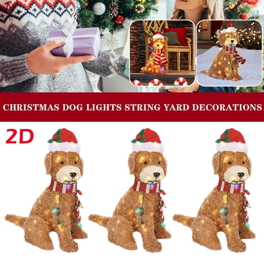 Guirlande lumineuse de Noël extérieure en acrylique pour jardin, décorations de sol pour chien 5
