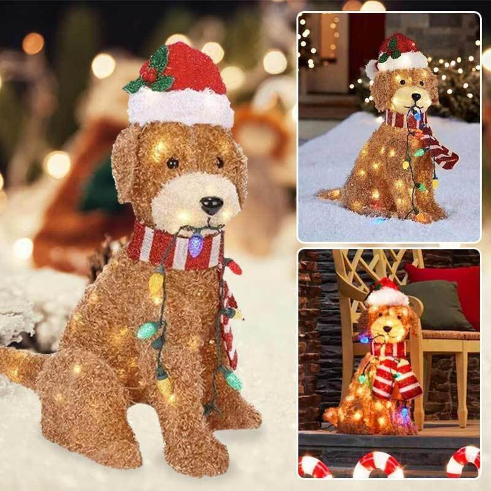 Guirlande lumineuse de Noël extérieure en acrylique pour jardin, décorations de sol pour chien 6