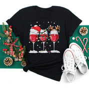 Caroline | Trendy Christmas Shirt with Wine Glass