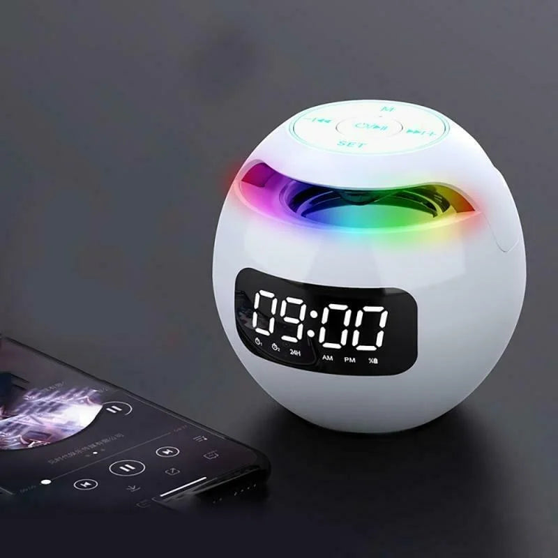 Haut-parleur d'alarme Bluetooth multifonctionnel avec affichage LED et batterie de lumière de nuit colorée -2200 mAh 2