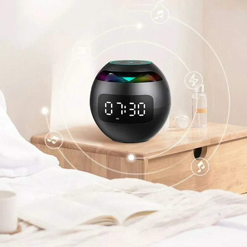Haut-parleur d'alarme Bluetooth multifonctionnel avec affichage LED et batterie de lumière de nuit colorée -2200 mAh 4
