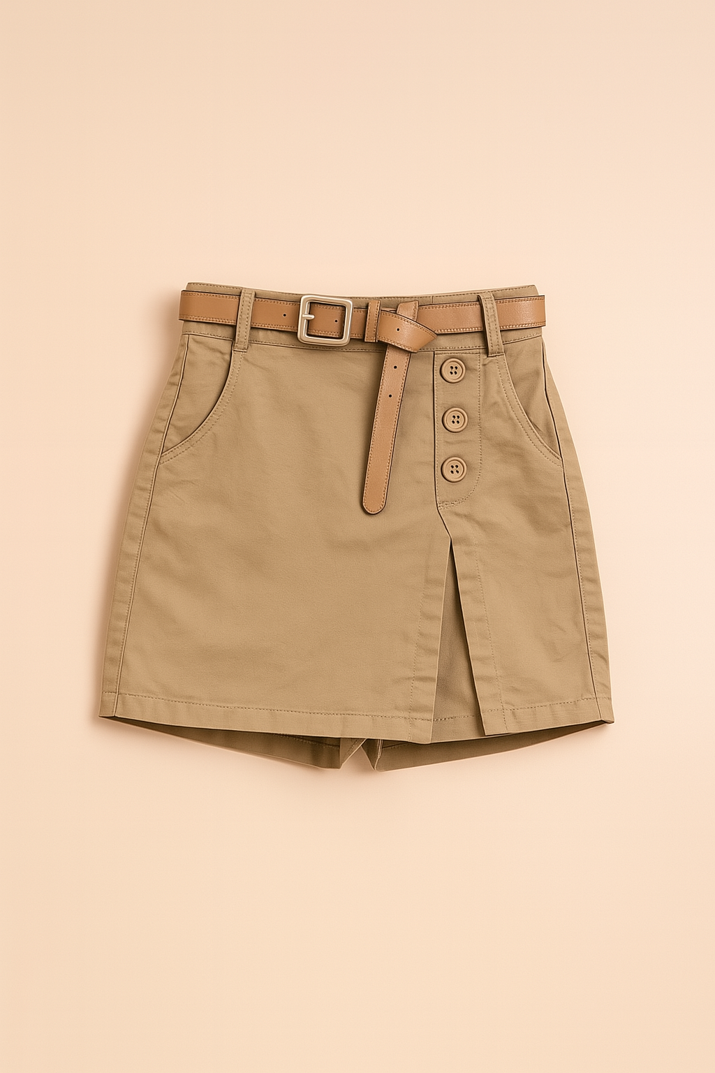 High-Waisted Women's Shorts with Decorative Belt for Chic Summer Style 4