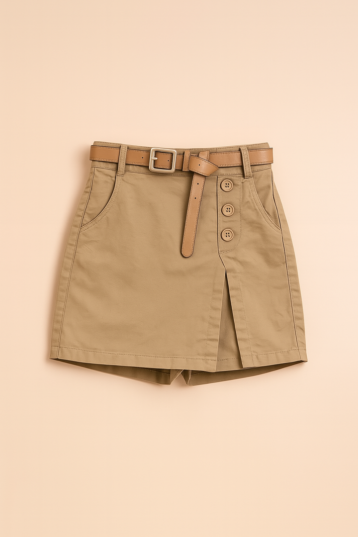 High-Waisted Women's Shorts with Decorative Belt for Chic Summer Style 4