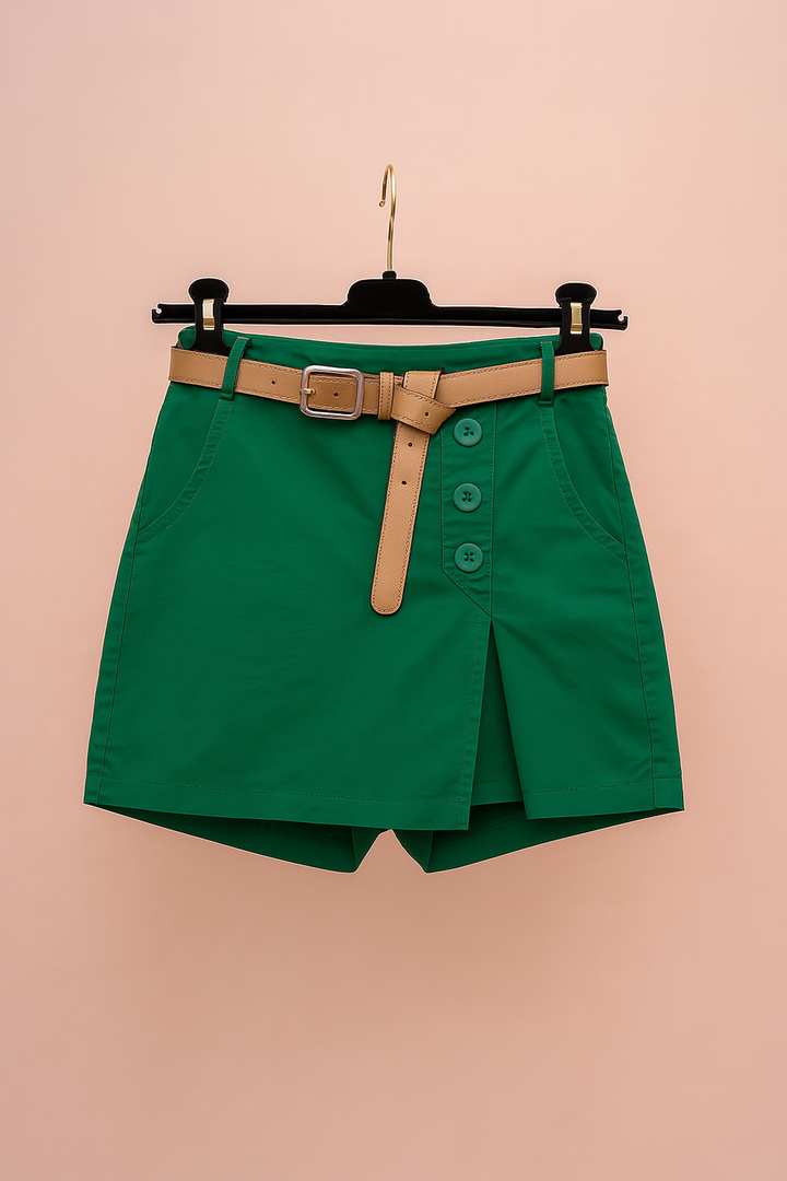 High-Waisted Women's Shorts with Decorative Belt for Chic Summer Style 5