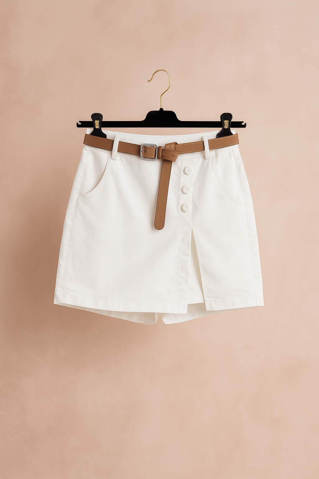 High-Waisted Women's Shorts with Decorative Belt for Chic Summer Style 6