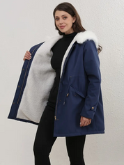 KATH | Elegant padded cotton coat with hood for women