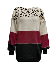 ELS | Sweatshirt rayé avec imprimé léopard