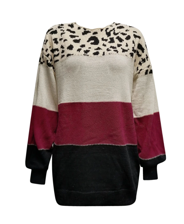ELS | Sweatshirt rayé avec imprimé léopard