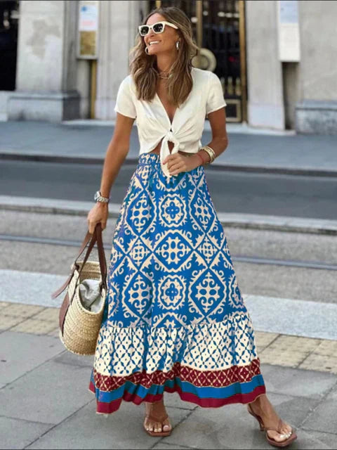 Izzy long summer skirt in retro bohemian style