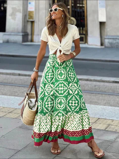 Izzy long summer skirt in retro bohemian style