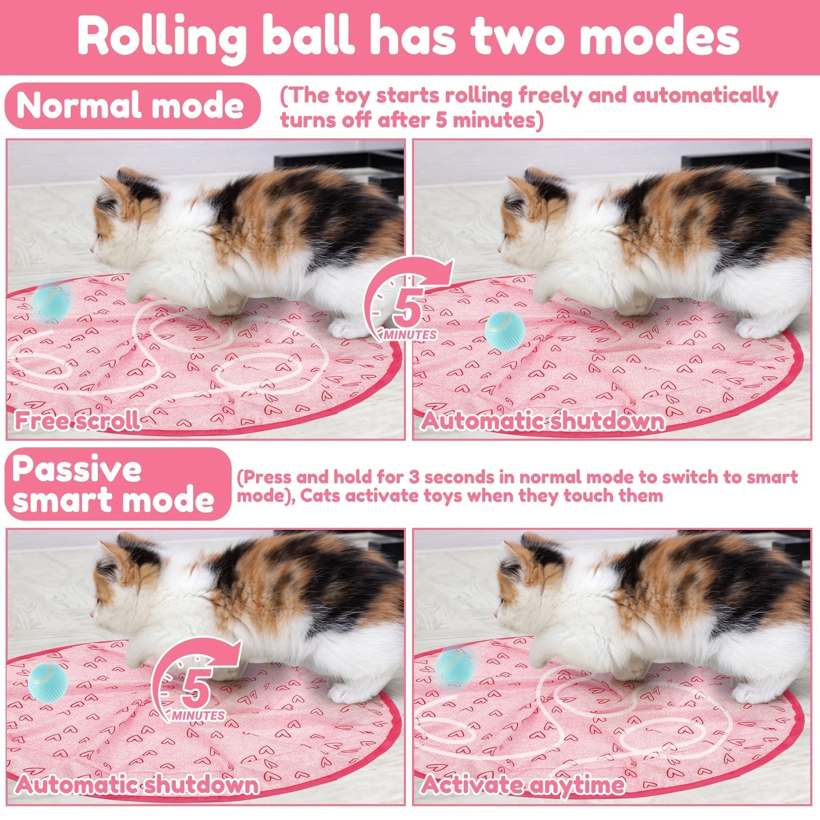 Jouet interactif pour chat avec balle intelligente 2