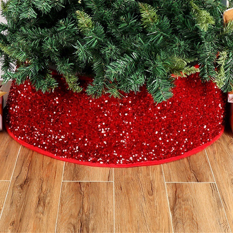 Jupe de sapin de Noël à paillettes rouges, accessoires de décoration de fête 1