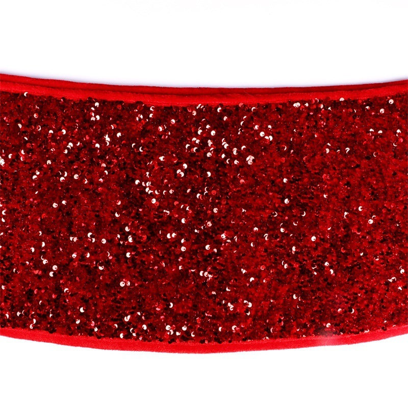 Jupe de sapin de Noël à paillettes rouges, accessoires de décoration de fête 3